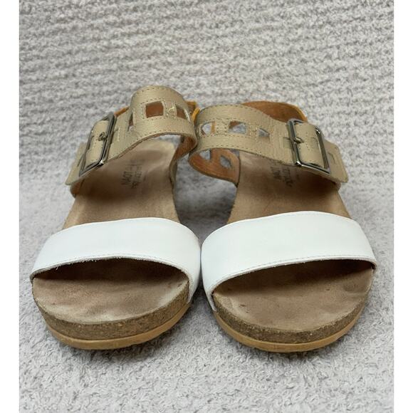 Naot Women's White Tan Leather Wedge Heel Sandals Size 10 AS IS #59861 - Picture 2 of 8